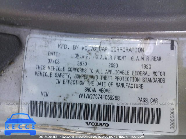 2004 VOLVO V40 1.9T YV1VW27574F059268 image 8
