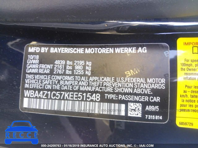 2019 BMW 430I WBA4Z1C57KEE51548 image 8