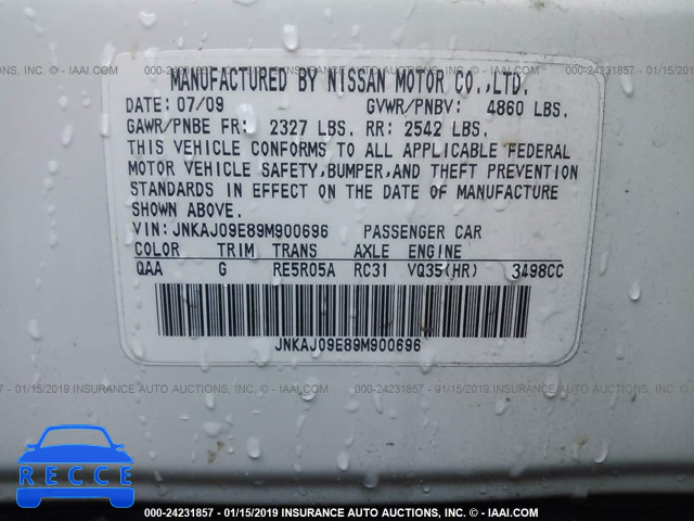 2009 INFINITI EX35 JOURNEY JNKAJ09E89M900696 image 8