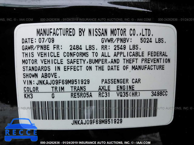2009 INFINITI EX35 JOURNEY JNKAJ09F69M951929 image 8