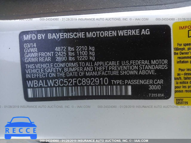 2015 BMW 640 I WBALW3C52FC892910 image 8