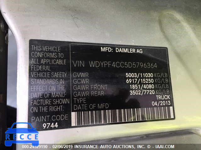 2013 FREIGHTLINER SPRINTER 3500 WDYPF4CC5D5796364 image 9