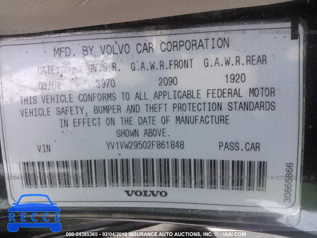 2002 VOLVO V40 1.9T YV1VW29502F861848 image 8