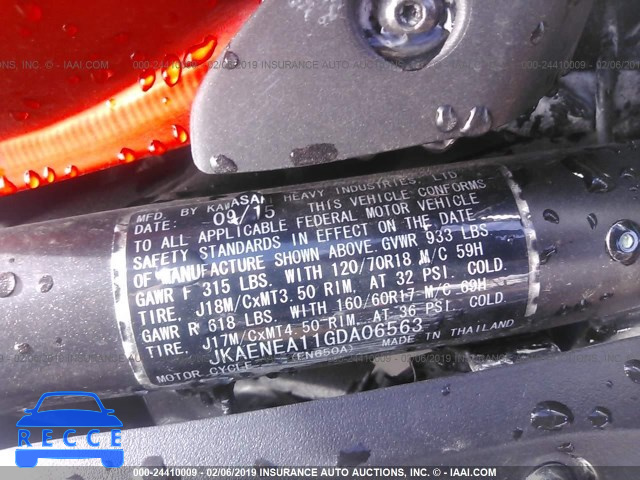 2016 KAWASAKI EN650 A JKAENEA11GDA06563 зображення 9