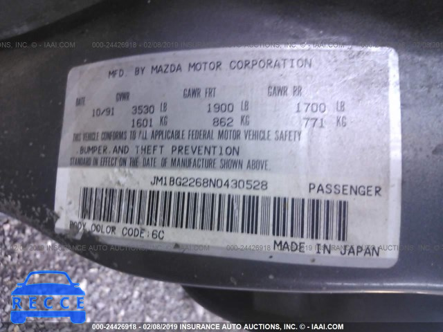 1992 MAZDA PROTEGE LX JM1BG2268N0430528 image 8