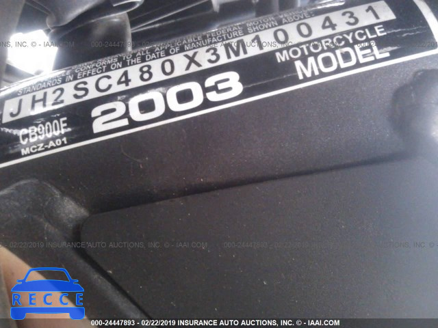2003 HONDA CB900 F JH2SC480X3M100431 зображення 9