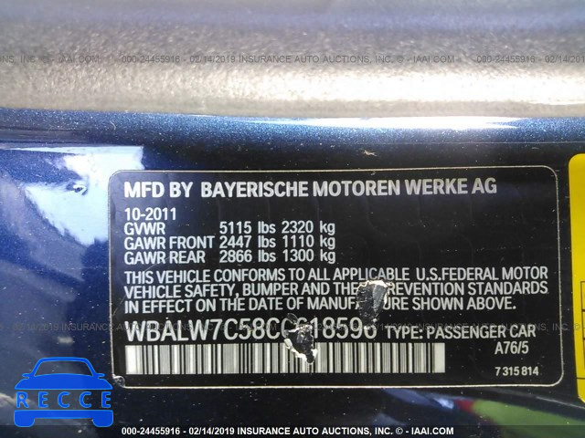 2012 BMW 640 I WBALW7C58CC618596 зображення 8
