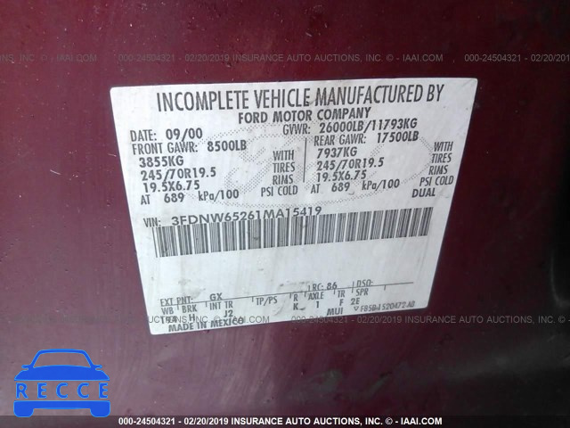 2001 FORD F650 SUPER DUTY 3FDNW65261MA15419 image 8