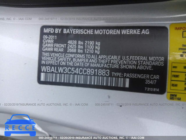 2012 BMW 640 I WBALW3C54CC891883 image 8
