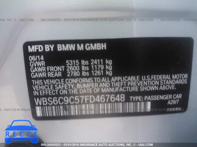 2015 BMW M6 GRAN COUPE WBS6C9C57FD467648 image 8