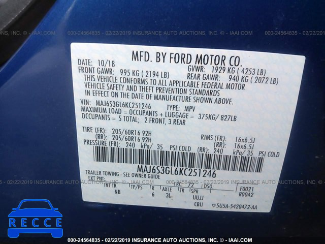 2019 FORD ECOSPORT MAJ6S3GL6KC251246 image 8