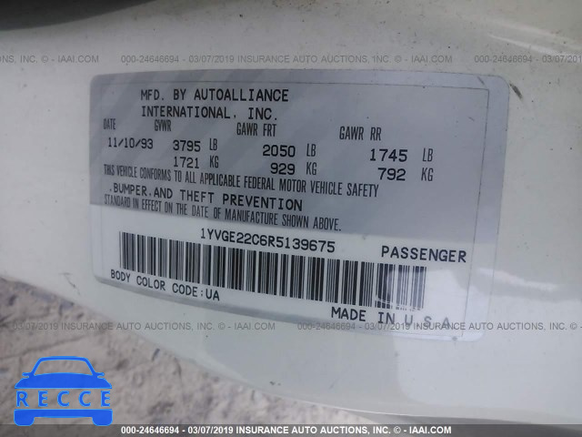 1994 MAZDA 626 DX/LX 1YVGE22C6R5139675 image 8