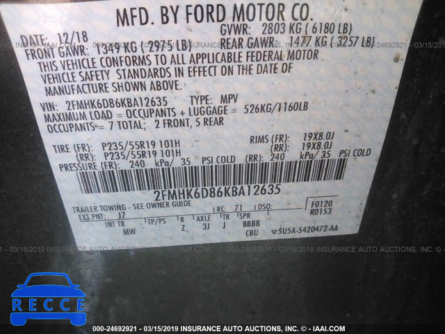 2019 FORD FLEX LIMITED 2FMHK6D86KBA12635 image 8