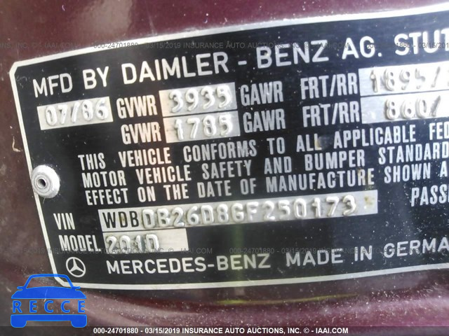 1986 MERCEDES-BENZ 190 D 2.5 WDBDB26D8GF250173 image 8