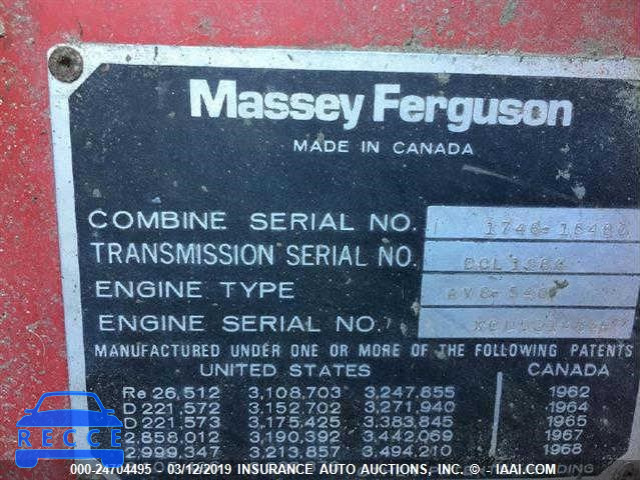 1982 MASSEY FERGUSON 860 W/HEADER 174615480 зображення 4