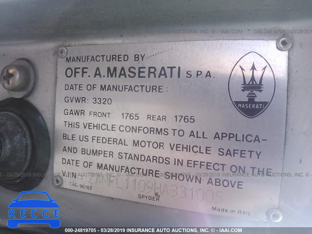 1987 MASERATI SPYDER ZAMFL1109HA331005 зображення 8