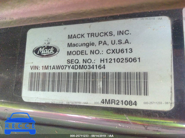 2013 MACK CXU613 1M1AW07Y4DM034164 зображення 8