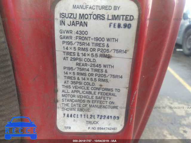 1990 ISUZU CONVENTIONAL SHORT BED JAACL11L2L7224103 Bild 8