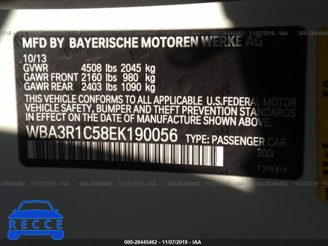2014 BMW 435 I WBA3R1C58EK190056 image 8