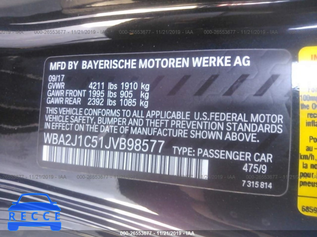 2018 BMW 230I WBA2J1C51JVB98577 image 8