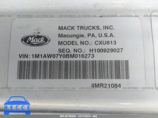 2011 MACK CXU613 CXU600 1M1AW07Y0BM016273 зображення 8