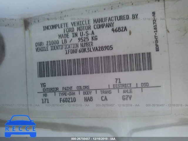 1990 FORD F600 1FDNF60K3LVA28905 image 7