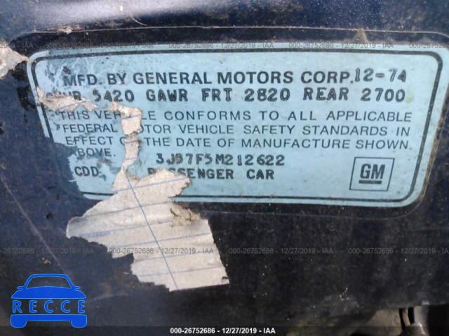 1975 OLDSMOBILE CUTLASS 3J57F5M212622 image 7