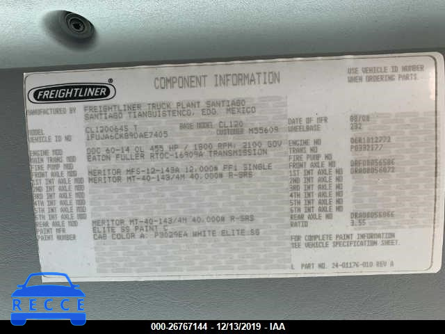 2009 FREIGHTLINER CONVENTIONAL COLUMBIA 1FUJA6CK89DAE7405 зображення 9