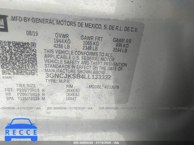 2020 CHEVROLET TRAX LS 3GNCJKSB4LL133332 image 8