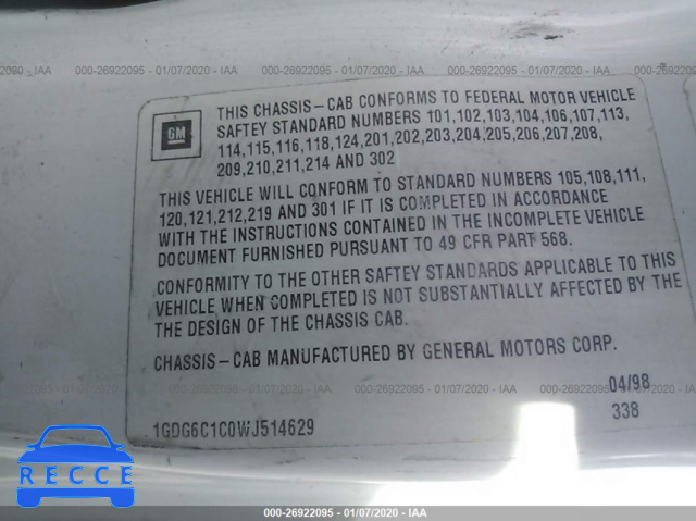 1998 GMC T-SERIES F6B042 1GDG6C1C0WJ514629 image 8