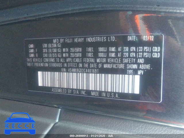 2012 SUBARU TRIBECA LIMITED/TOURING 4S4WX9GD2C4401691 image 8