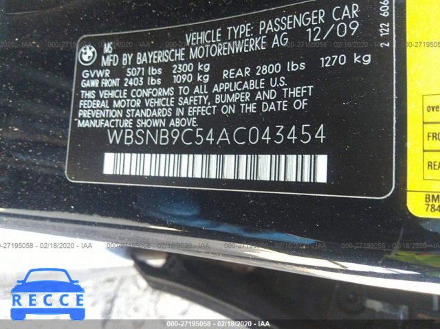 2010 BMW M5 WBSNB9C54AC043454 зображення 8