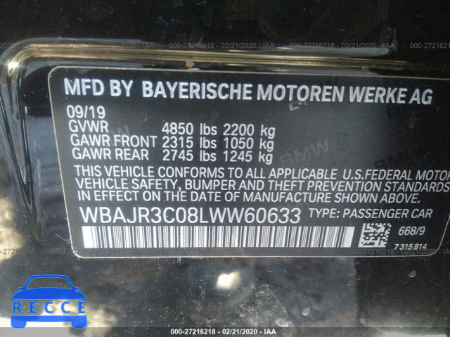 2020 BMW 530 I WBAJR3C08LWW60633 image 8