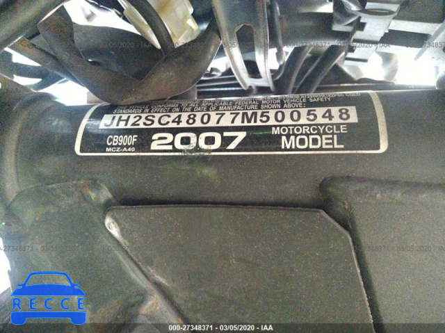 2007 HONDA CB900 F JH2SC48077M500548 зображення 10