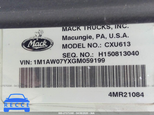 2016 MACK 600 CXU600 1M1AW07YXGM059199 image 8
