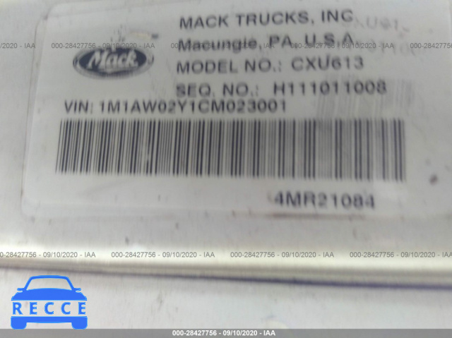 2012 MACK CXU613 CXU600 1M1AW02Y1CM023001 зображення 8