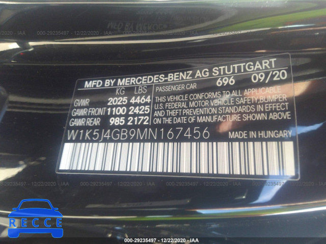 2021 MERCEDES BENZ OTHER  W1K5J4GB9MN167456 зображення 8