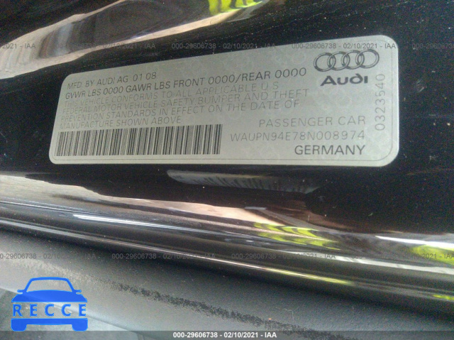 2008 AUDI S8  WAUPN94E78N008974 image 8