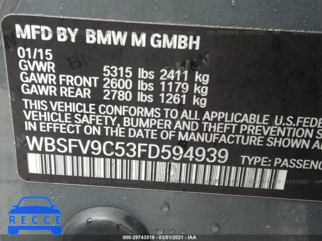 2015 BMW M5  WBSFV9C53FD594939 зображення 8