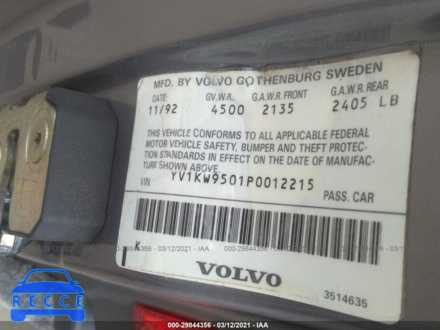 1993 VOLVO 960  YV1KW9501P0012215 Bild 8