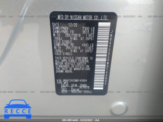 2021 NISSAN ARMADA SV JN8AY2AC0M9145904 image 7