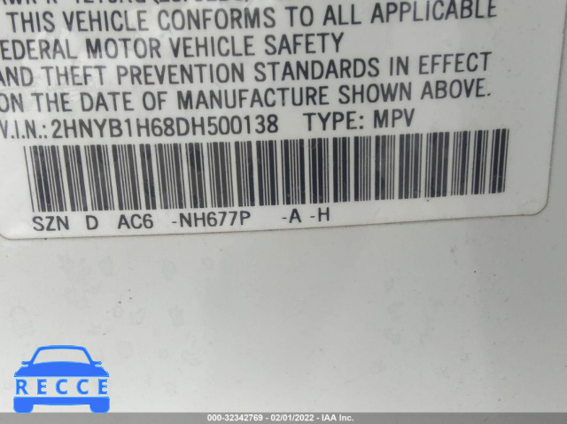 2013 ACURA ZDX 2HNYB1H68DH500138 image 8