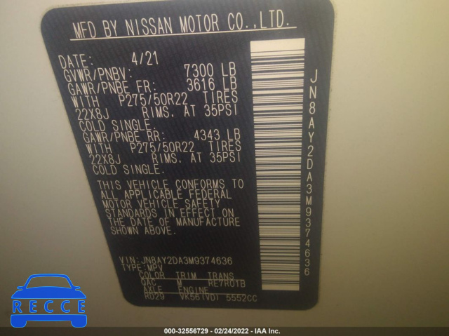 2021 NISSAN ARMADA PLATINUM JN8AY2DA3M9374636 image 8