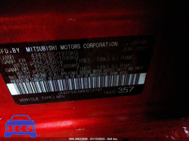 2022 MITSUBISHI OUTLANDER SPORT SE JA4APVAU9NU016741 image 8