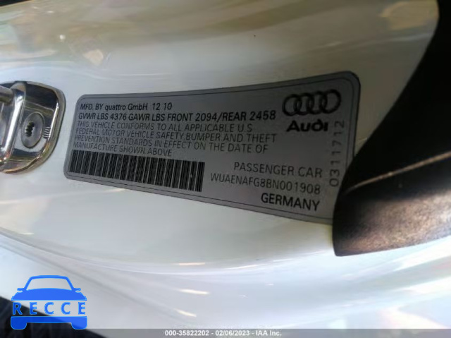 2011 AUDI R8 5.2L WUAENAFG8BN001908 зображення 8