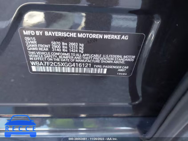 2016 BMW 750I XDRIVE WBA7F2C5XGG416121 image 8