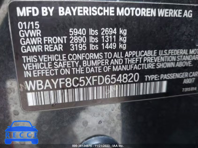 2015 BMW 750LI XDRIVE WBAYF8C5XFD654820 зображення 8