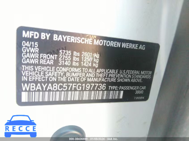 2015 BMW 750I WBAYA8C57FG197736 image 8