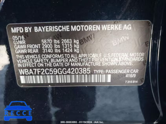 2016 BMW 750I XDRIVE WBA7F2C59GG420385 image 8