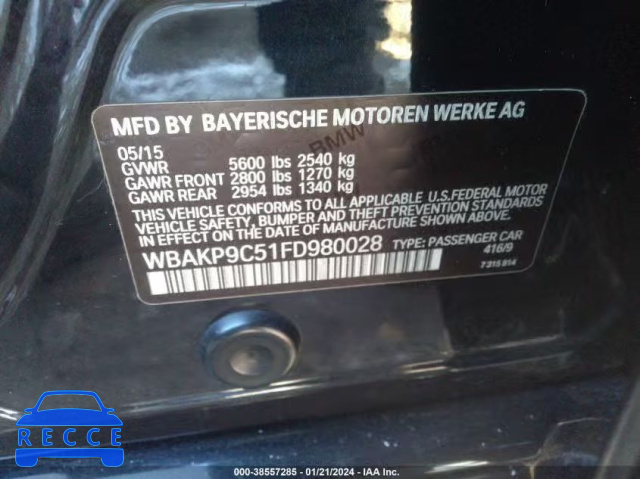 2015 BMW 550I XDRIVE WBAKP9C51FD980028 image 8